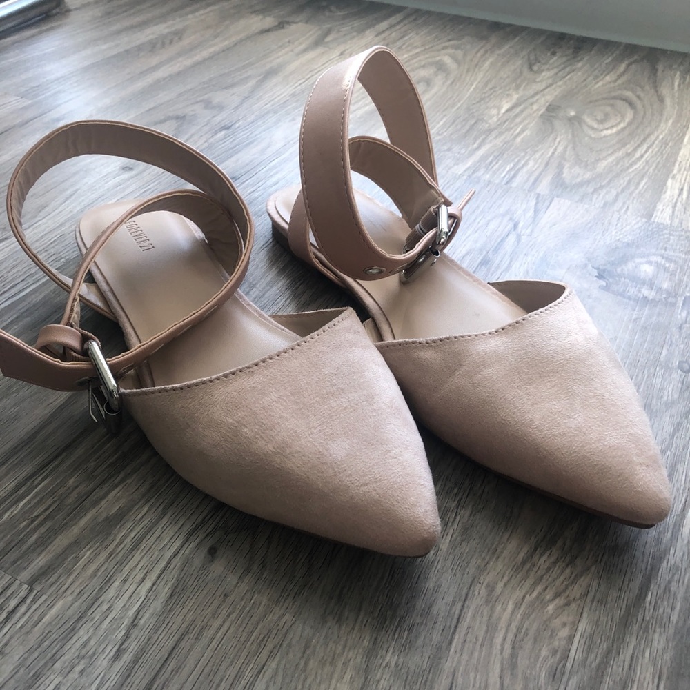 Ankle strap open back flats